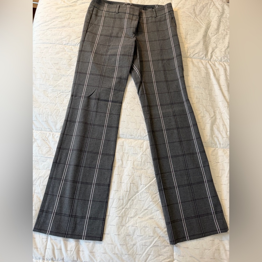 LOFT Marisa Charcoal Checkered Trousers size 10 Tall barely worn